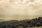 Panorama of the Greek city of Volos at sunset. Volos Greece. View from the mountain on the Volos