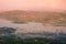 Panorama of the Greek city of Volos at sunset. Volos Greece. View from the mountain on the Volos