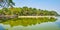 Panorama of green park at Kandawgyi Lake, Yangon, Myanmar