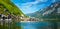 Panorama of Hallstatt village and Hallstatter See, Austria