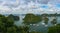Panorama of Halong bay with tourist boats