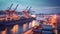 Panorama of the harbor with container ships. Generative AI