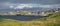 Panorama of the harbour, pier and village of Hamnavoe on the west cost of Mainland in Shetland, UK