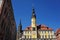 Panorama of Hauptmarkt Bautzen with town hall, church and baroque facades