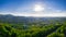 Panorama of the health resort in Ustron on the hills of the Silesian Beskids, Poland