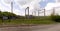 Panorama of high voltage substation. Distribution electrical pow