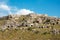 Panorama of the hill in front of Matera with caves carved into t