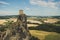Panorama of the hills and fields from the ruins of Trosky Castle, built on volcanic rock