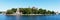 Panorama from the historic Boldt Castle in the 1000 Islands on Heart Island in St. Lawrence River