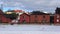 Panorama of the historic center of Porvoo, cloudy March day. Finland