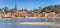 Panorama of the historic city Lauenburg and river Elbe