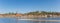 Panorama of the historic city Lauenburg and river Elbe