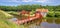 Panorama of the historic house and bridge in Bourtange