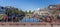 Panorama of historic houses at the Nieuwe Gracht canal in Haarlem