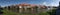 Panorama with historic houses and the river Regnitz in Bamberg