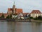 Panorama of the historic part of the old town `Ostrow Tumski`, Wroclaw