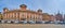 Panorama of historic Piazza Cavalli, Piacenza, Italy