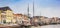 Panorama of historic ships in the canal of Zwolle