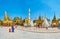 Panorama of historic shrines in Shwedagon, Yangon, Myanmar