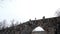 Panorama historical boulder bridge over a riverbed