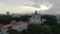 Panorama of the historical district of Kyiv - Podil and St. Andrew`s Church.