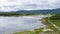 Panorama of hot springs, pools and warm toxic lakes in Kronotsky Nature Reserve