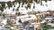 Panorama Houses and cabins on a mountain blanketed with snow in Park City Utah in winter