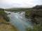 Panorama from the Hraunfossar waterfalls on Iceland