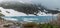 Panorama Iceberg Lake on Foggy Day