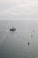 Panorama if Bodensee lake and a ferry from Friedrichshafen, Germany