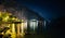 Panorama of illuminated town Limone sul Garda, Italy