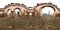 Panorama of inside destroyed church. Full 360 degree panorama in equirectangular equidistant spherical projection, skybox for VR