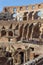 Panorama of inside part of Colosseum in city of Rome, Italy