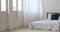 Panorama of Interior of white cozy bedroom