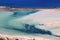 Panorama of island balos, beautiful snow-white beach sunny day