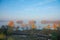 Panorama, islands on the river, in the morning
