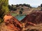 Panorama of Italian red bauxite cave in Otranto, Puglia