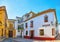 Panorama of Julio Romero de Torres stret with historic mansions, Cordoba, Spain