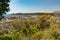 Panorama of Kamakura city. Japanese landscape. View of Mount Fuji. View from the park to Kamakura