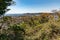 Panorama of Kamakura city. Japanese landscape. View of Mount Fuji. View from the park to Kamakura