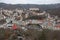 Panorama of Karlovy Vary, Czech Republic. View from the observation deck `Deer Jump`. Winter.