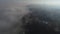 Panorama of Kiev in the fog at dawn, Ukraine, 4k video, drone footage