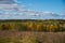 Panorama of Klin-Dmitrovsky ridge with villages, Sergiev Posad district, Moscow region, Russia