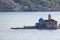 Panorama of Kotor Bay with the man-made island with Our Lady of the Rocks in Montenegro at sunset