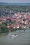 Panorama of Krems town with ship on Danube river in Wachau valley, Lower Austria, Austria