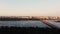 Panorama of Kyiv, capital of Ukraine and Dnieper River, day and evening time sunset