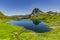 Panorama lacs d`Auyous and Pic d`Ossau in the French Pyrenees