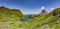 Panorama lacs d`Auyous and Pic d`Ossau in the French Pyrenees