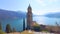 Panorama with Lake Lugano and Santa Maria del Sasso Church, Morcote, Switzerland