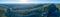 Panorama of Lake Nepean Dam and forested hills.